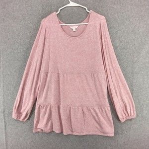 Lauren Conrad LC Basic Knitted Pink Tunic Shirt Womens Size XXL